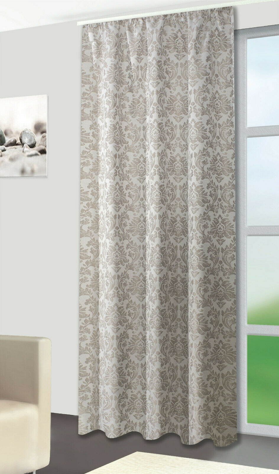 Fertigschal Jasmin taupe BxH 140x175/245cm